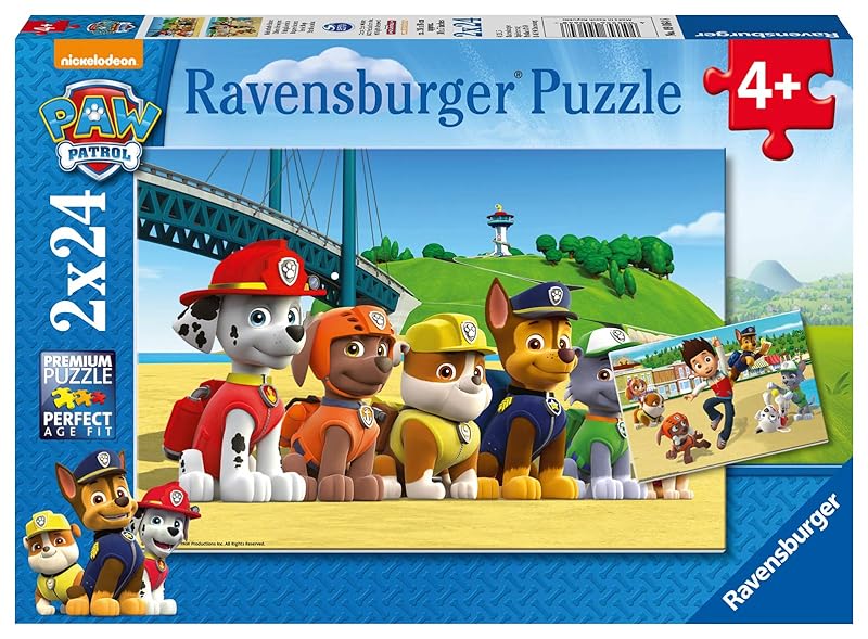 Ravensburger Kinderpuzzle - 09064 Heldenhafte Hunde - Puzzle für Kinder ab 4 Jahren, Paw Patrol Puzzle mit 2x24 Teilen
