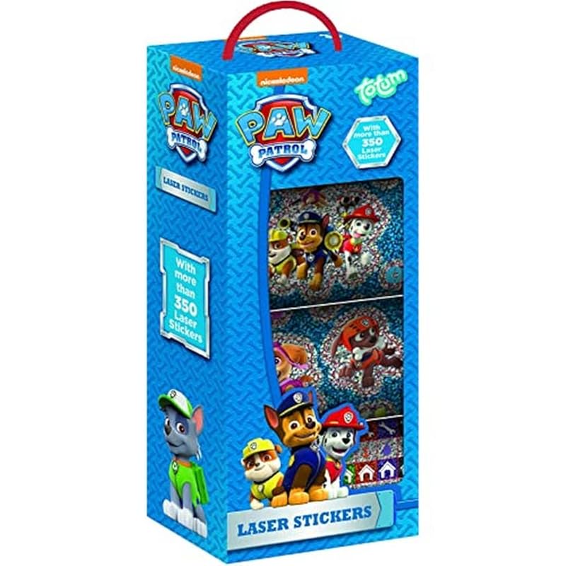 Totum 720206 Paw Patrol Stickerbox mit über 100 Laser Stickern auf 4 Stickerrollen, mit Motiven deiner Lieblingshelden — Ideal für Scrapbooking und Bastelarbeiten, Multicolore