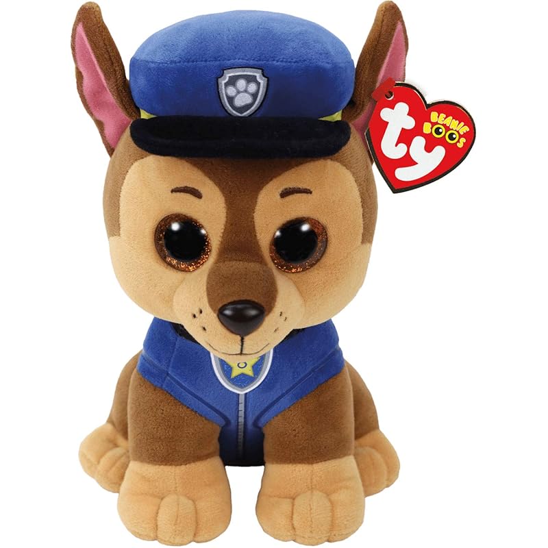 PAW PATROL Auswahl Plüsch-Figuren mit Glitzeraugen | 24 cm | Softwool, Figur:Chase