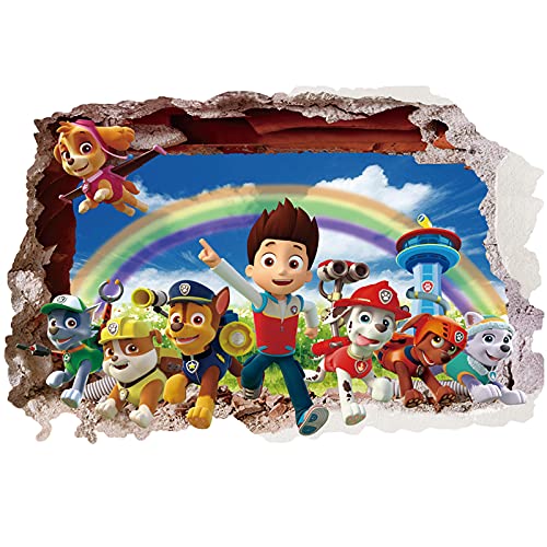 Kibi Paw Patrol Wandtattoo Schlafzimmer Jungen Mädchen Große Kinder Paw Patrol Wandtattoo für Kinderzimmer Paw Patrol Wandaufkleber/Wandsticker Paw Patrol Mädchen