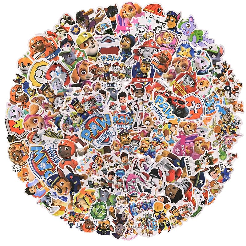 TrustKK 100 Stück Paw Patrol Aufkleber Kinder, Wasserfeste Stickers für Skateboards, Helme, Water Bottle, Tablets, Schultaschen, Kühlschränke, Fahrräder, Türen, Tischplatten